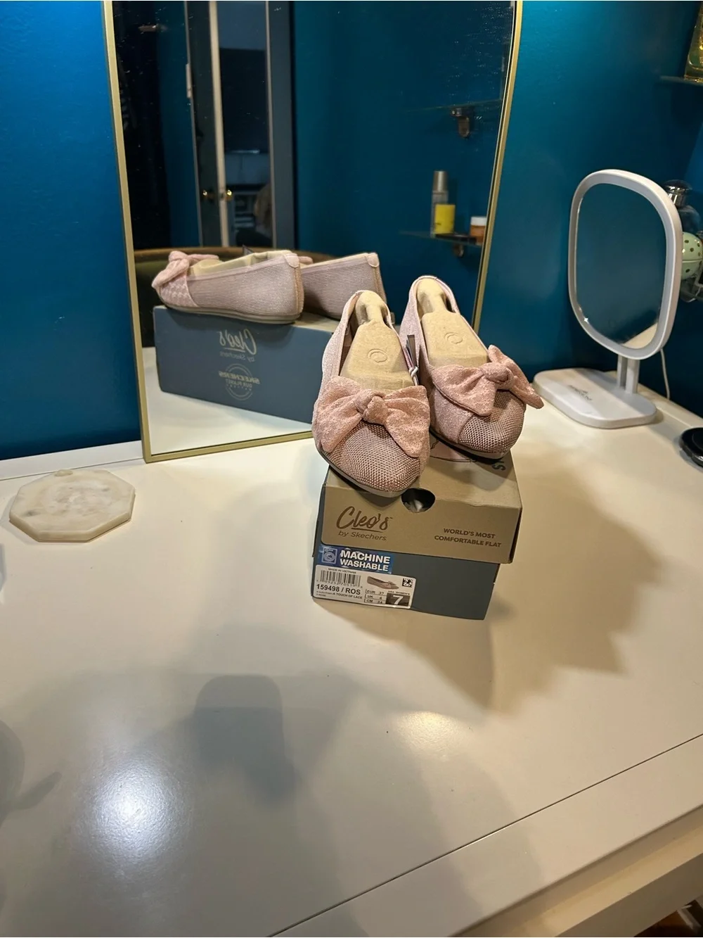 Skechers Women's Light Pink Bow Slip-On Flats